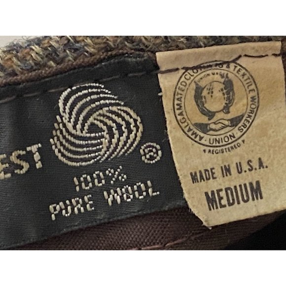 Vintage‎ Men’s Wool Brown Gray Tweed Driver Cap Union Made Marked M Fits S Lined - Picture 8 of 16